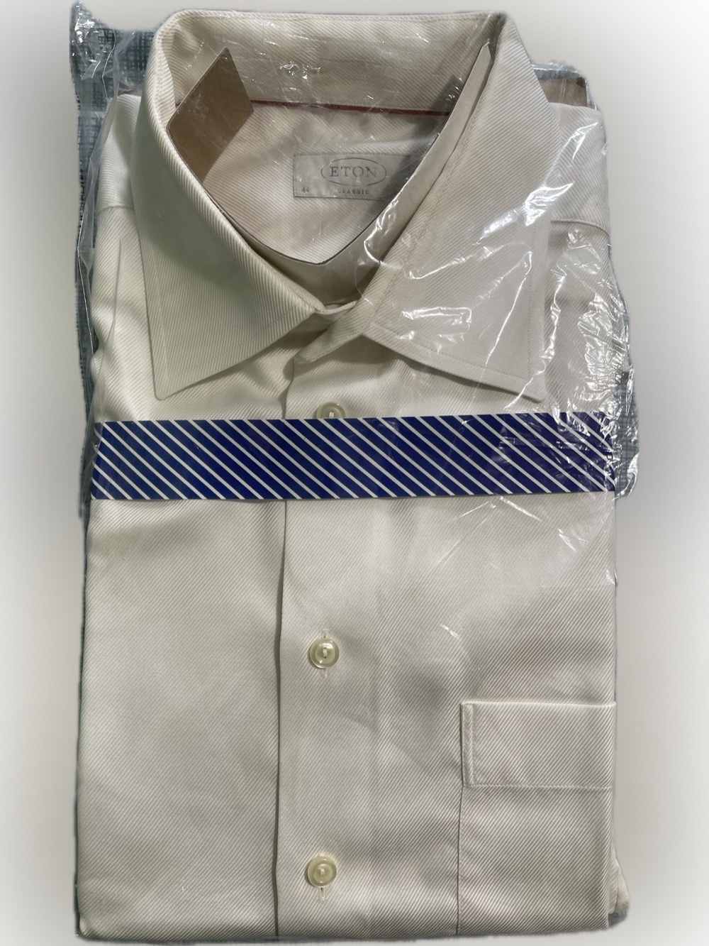 Eton Men's Dress Shirt in Off-White Twill with Point Collar
